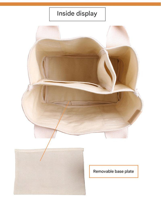 Light green Canvas Lunch Tote Bag - Stylish Handbag with Multiple Compartments for Women