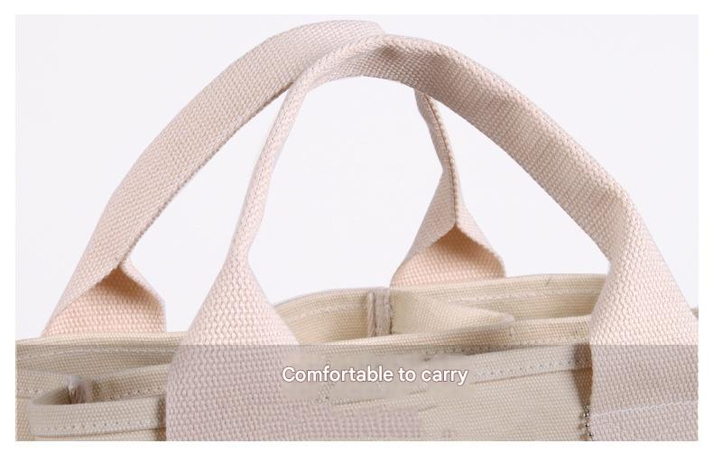 Gray Canvas Lunch Tote Bag - Stylish Handbag with Multiple Compartments for Women