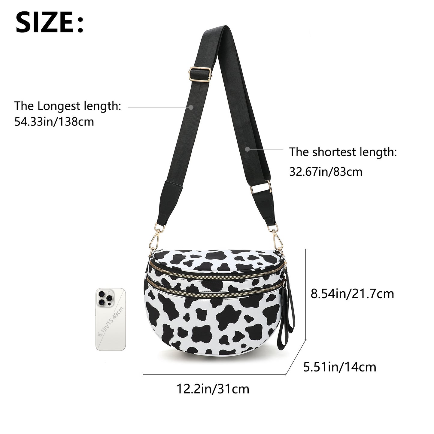Oxford Cloth Crossbody Bag,Large Capacity Shell-Shaped Fanny Pack with Adjustable Strap(Green plaid)