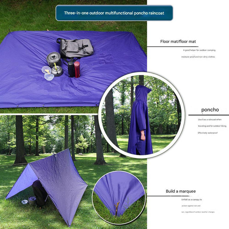 Orange Portable Outdoor Camping Poncho - Can be used as Raincoat, Tarp, Ground Cover