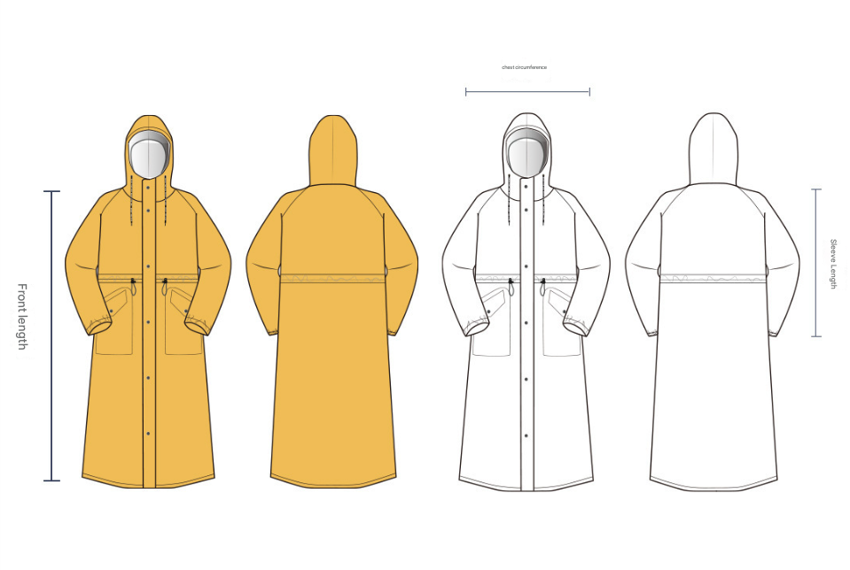 Yellow Women's Long Waterproof Raincoat with Hood and Visor - Stylish Rain Jacket (Size - L)