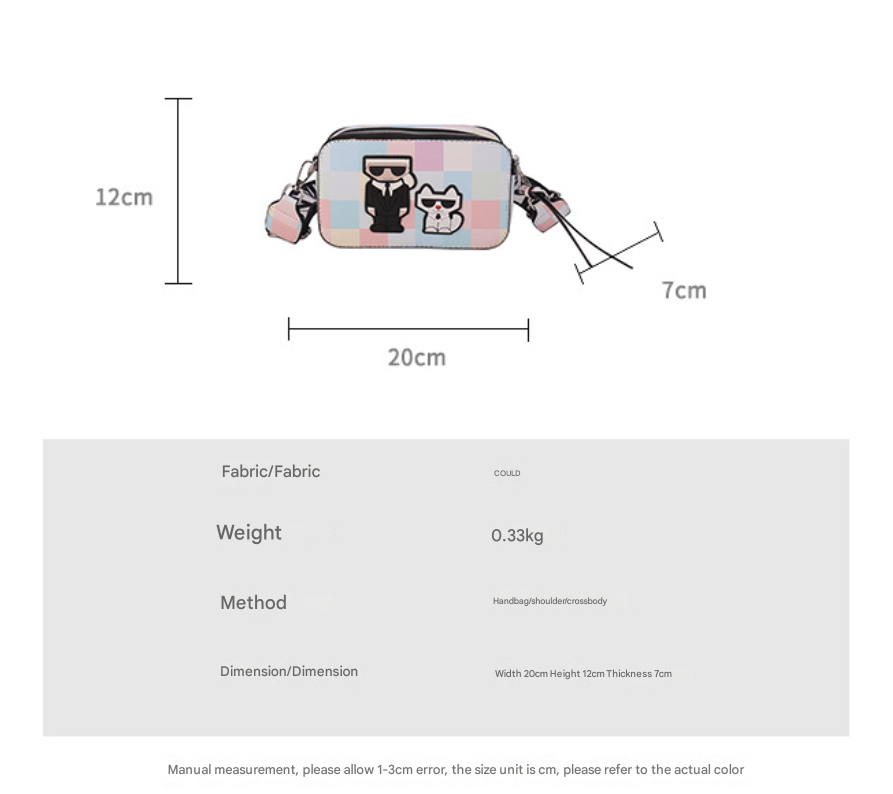 Blue Unique Doodle Print PU Leather Bag - Lightweight Crossbody with Character