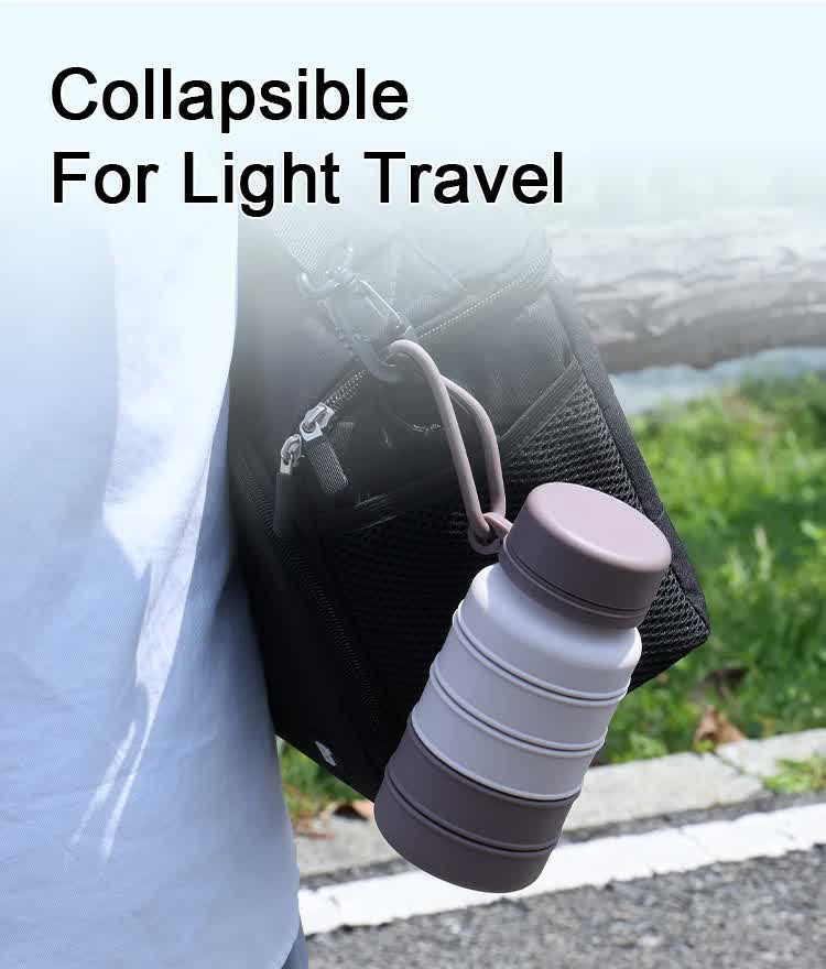 Pink Collapsible Silicone Water Bottle - 510ml Portable Food-Grade Travel & Sports Drink Flask