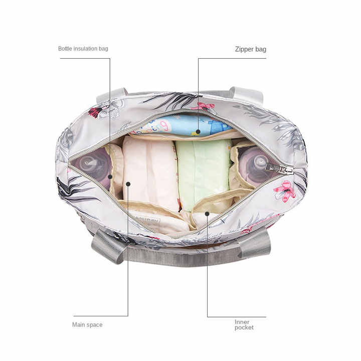 Green Versatile Nappy Bag Tote - Lightweight Diaper Bag with Insulated Pocket & Crossbody Strap