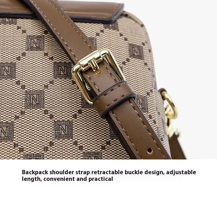 Brown Chic Round Mini Crossbody Phone Purse - PU Leather Vertical Shoulder Bag with Headphone Port