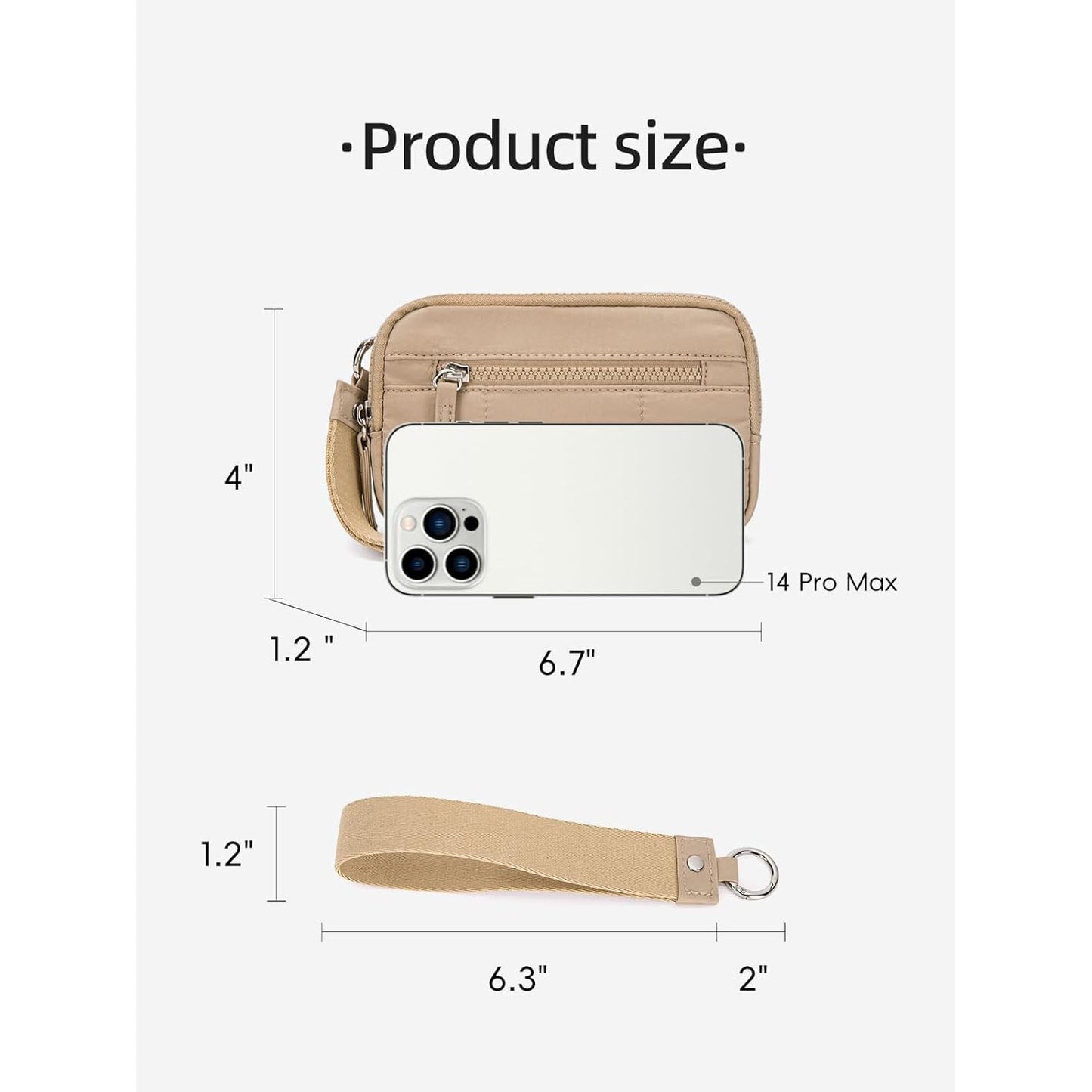 Black RFID Blocking Nylon Wristlet Clutch Wallet - Compact Waterproof Pouch with Card Slots & ID Window
