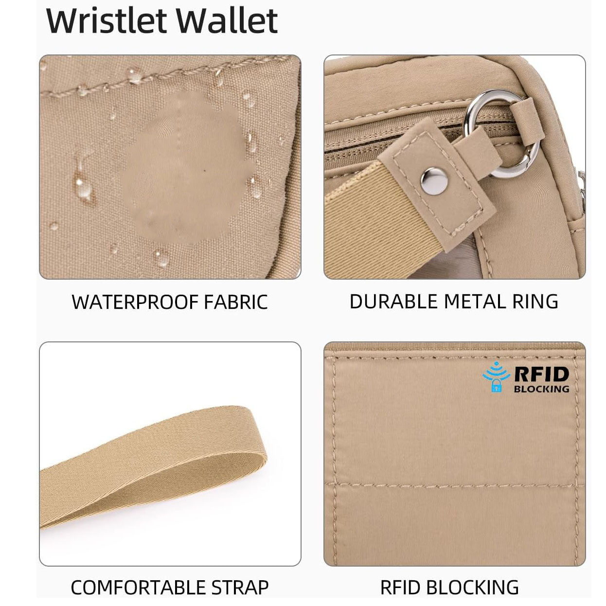 Pink RFID Blocking Nylon Wristlet Clutch Wallet - Compact Waterproof Pouch with Card Slots & ID Window