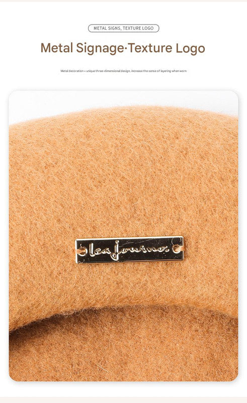 Green Elegant Wool Beret - Classic Warm Thick British Style Hat for Autumn & Winter
