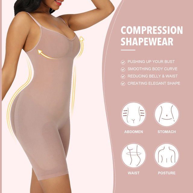 Size M Black Seamless Full Body Shaper for Women - Tummy Control, Butt Lifter & Thigh Slimmer Bodysuit