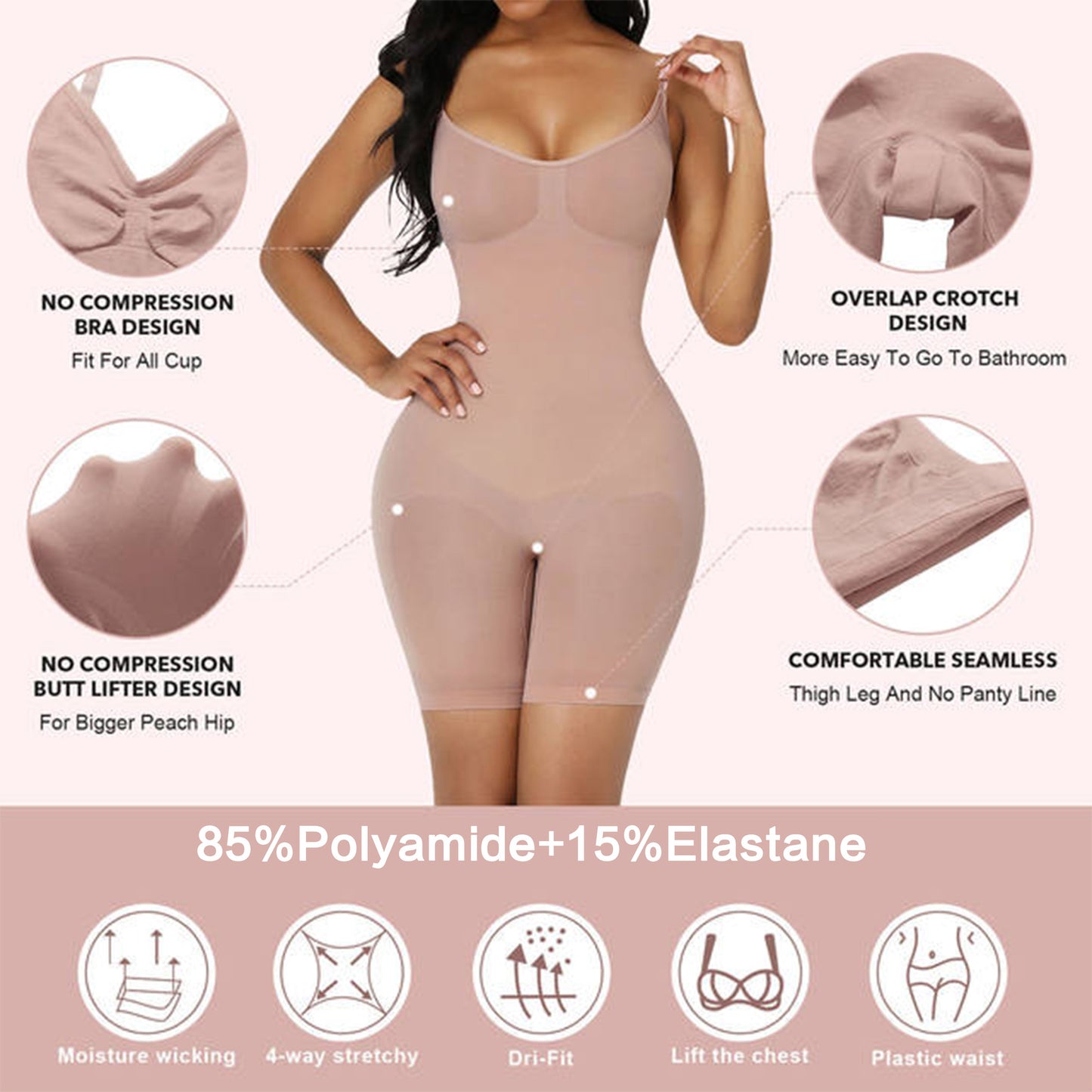 Size XXL Black Seamless Full Body Shaper for Women - Tummy Control, Butt Lifter & Thigh Slimmer Bodysuit