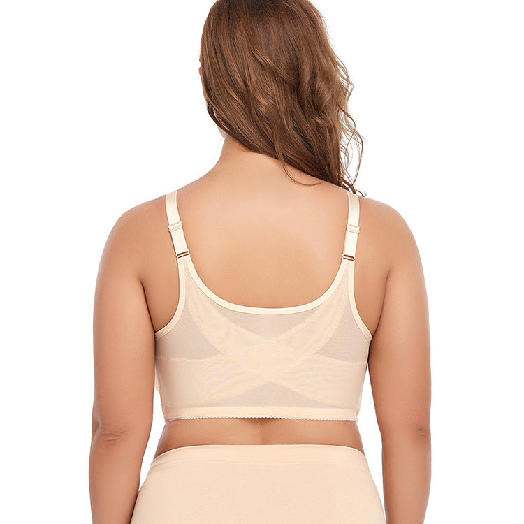 2 Pcs Size XXL Women's Wireless Large-Cup Lace Bra with Front Clasp - Comfortable, Breathable, Beige