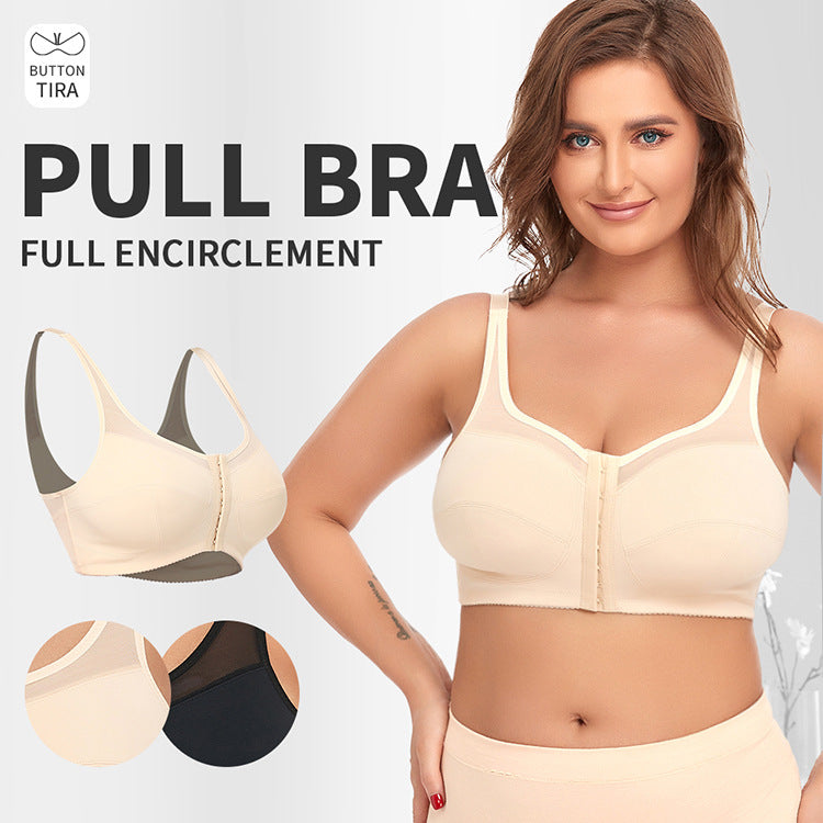 2 Pcs Size 4XL Women's Wireless Large-Cup Lace Bra with Front Clasp - Comfortable, Breathable, Beige