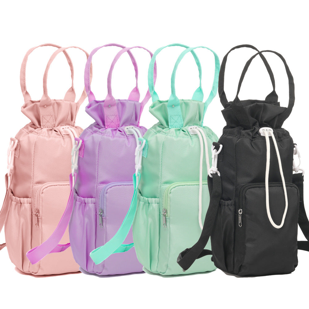 Pink Insulated Tumbler Carrier Bag - Crossbody Water Bottle Holder with Pockets & Adjustable Strap for Large Cups (Note: cup not included)