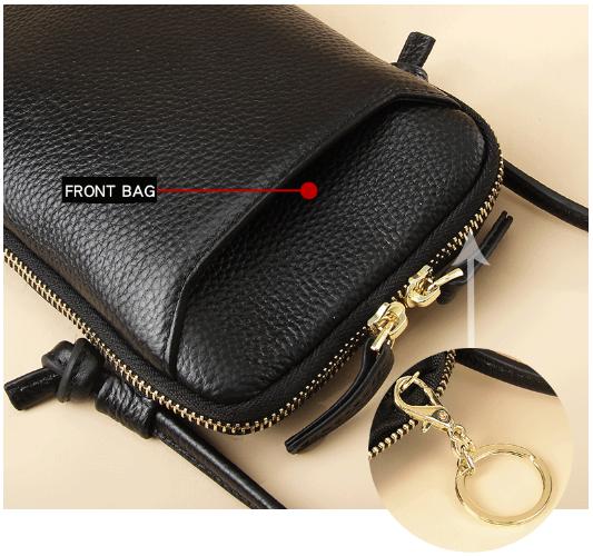 Light Green Premium Leather Mini Crossbody Phone Bag - Stylish Multi-Pocket Organizer for Women