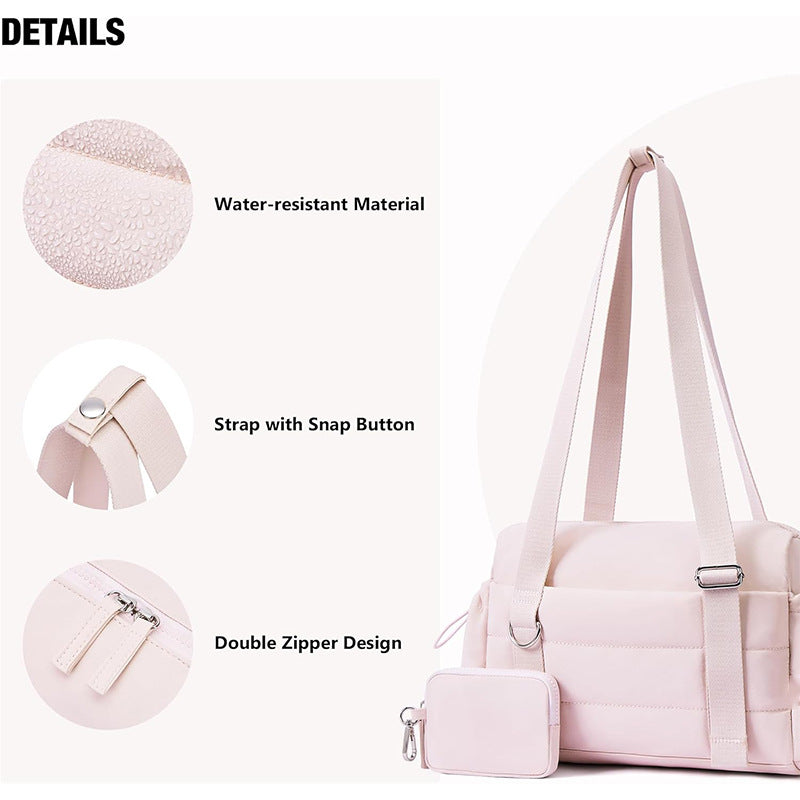 Pink Chic Women's Mini Gym Duffel Bag - Lightweight Nylon Shoulder Tote with Wet Pocket, Multiple Compartments & Removable Pouch