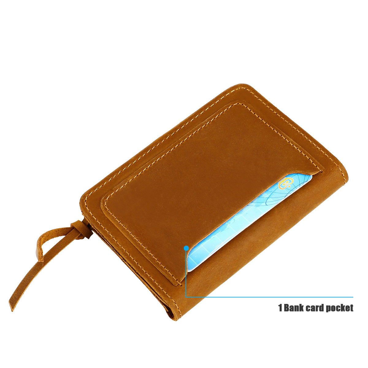 Green Vintage Handmade Crazy Horse Leather Wallet - Compact Card Holder & Zippered Coin Purse with Snap Closure
