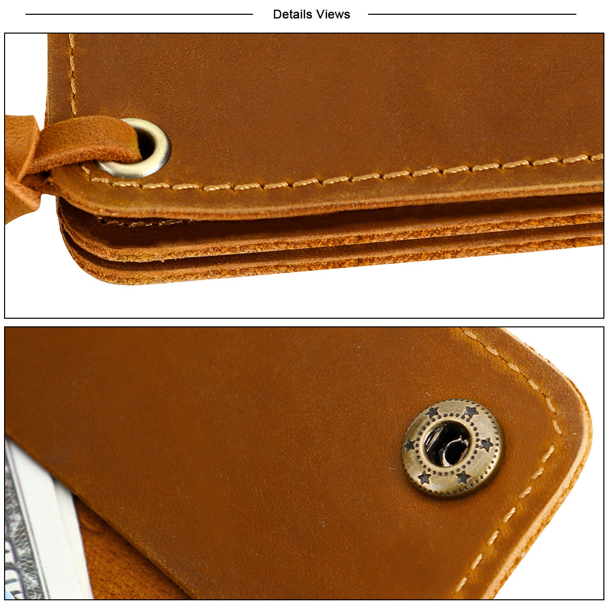 Green Vintage Handmade Crazy Horse Leather Wallet - Compact Card Holder & Zippered Coin Purse with Snap Closure