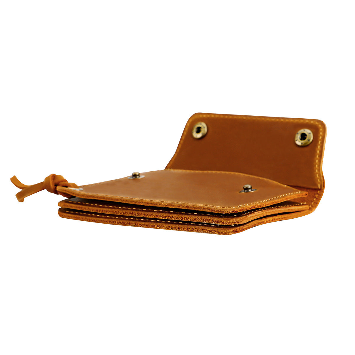 Blue Vintage Handmade Crazy Horse Leather Wallet - Compact Card Holder & Zippered Coin Purse with Snap Closure