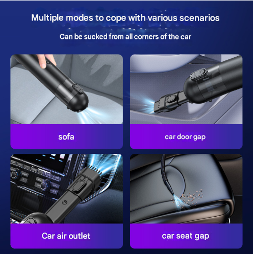 Black Versatile 2-in-1 Cordless Handheld Vacuum Cleaner & Blower - USB Rechargeable, High-Power for Car & Home