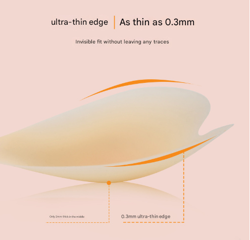 Size L [C/D cup] Two Pairs Pink Skin Colour Heart-Shaped Silicone Breast Sticker - Thin Invisible Push-Up for Small Chest Enhancement
