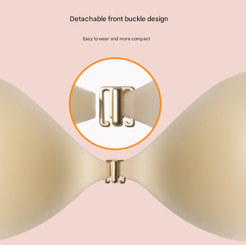 Size L [C/D cup] Two Pairs Pink Skin Colour Heart-Shaped Silicone Breast Sticker - Thin Invisible Push-Up for Small Chest Enhancement