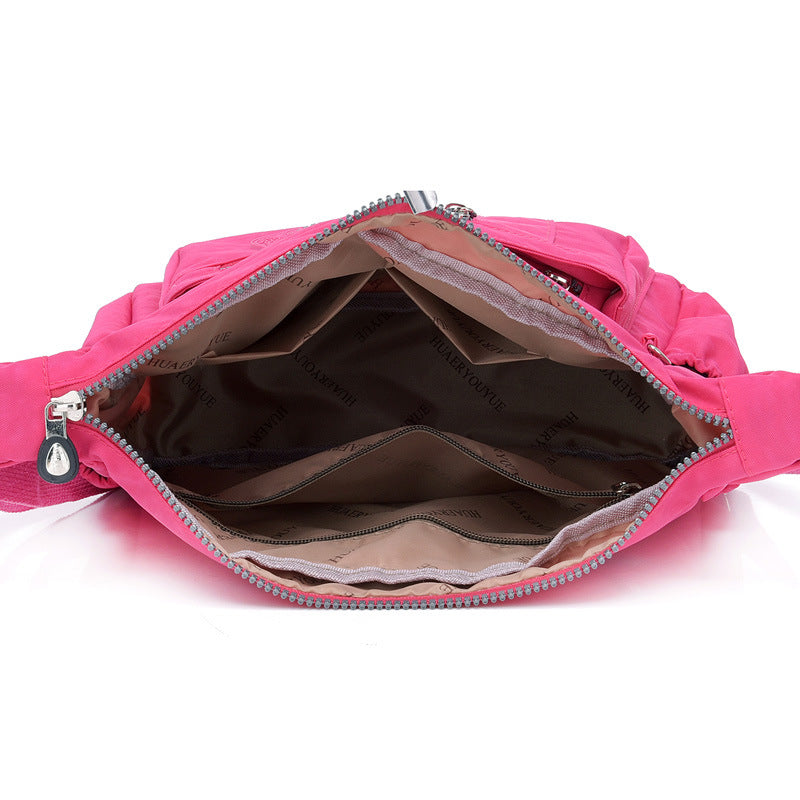 Black Versatile Womens Nylon Water-Repellent Crossbody Shoulder Bag Set with Matching Clutch Pouch - Lightweight & Multi-Pocket