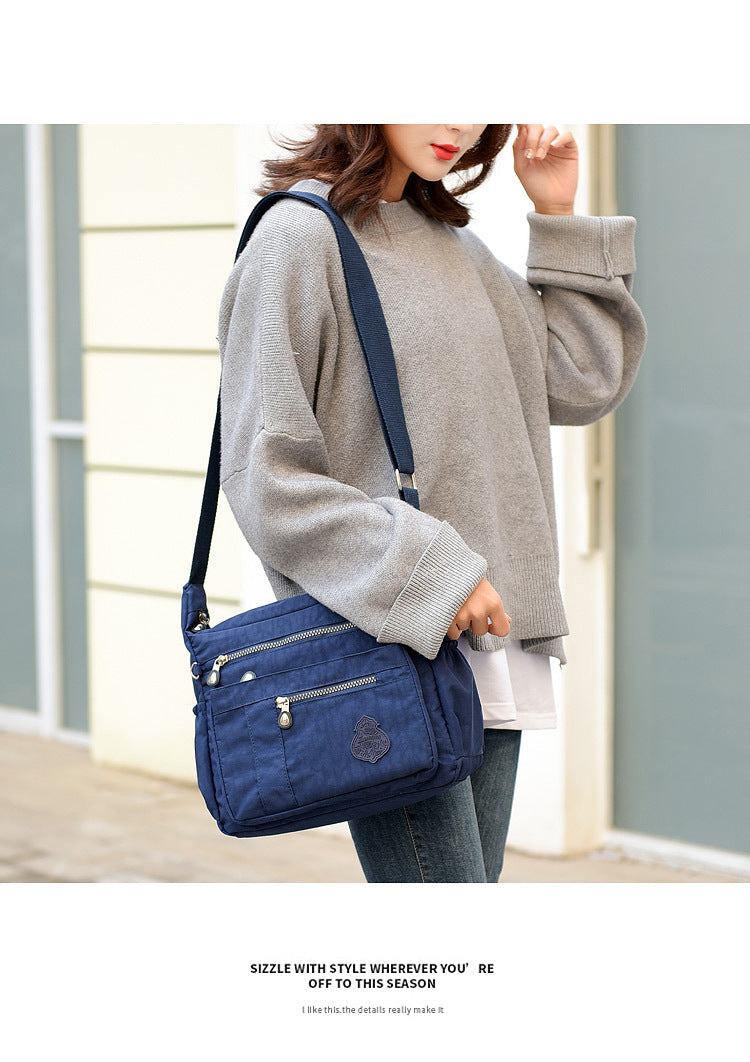 Black Versatile Womens Nylon Water-Repellent Crossbody Shoulder Bag Set with Matching Clutch Pouch - Lightweight & Multi-Pocket