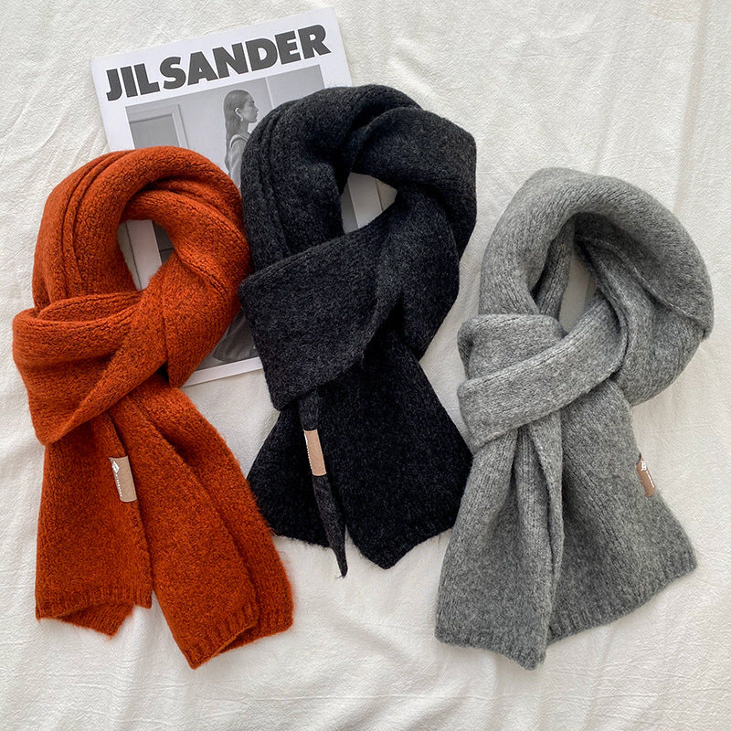 Grey Luxuriously Soft Wool Blend Knit Scarf - Cozy Warm Solid Colour Unisex Winter Essential