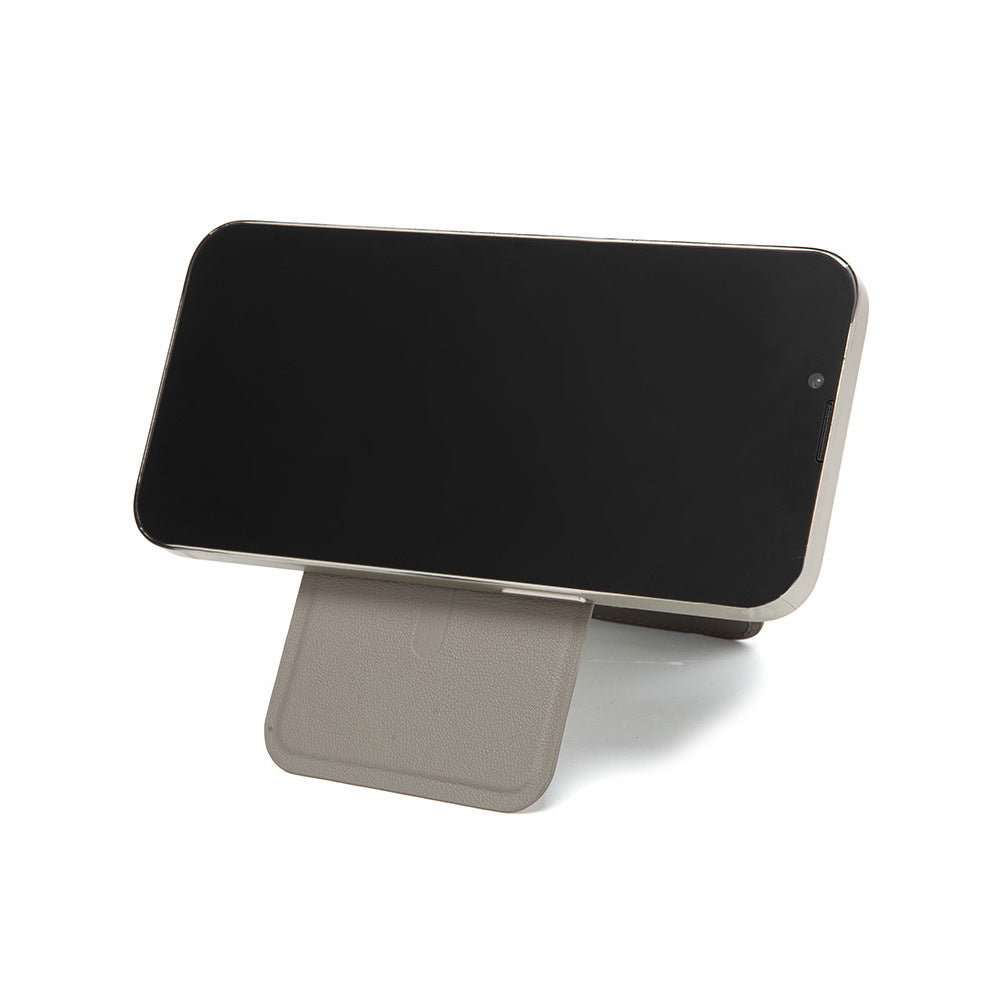 Brown Chic MagSafe Wallet with Mirror & Stand - PU Leather Card Holder for iPhone 12-16 Series