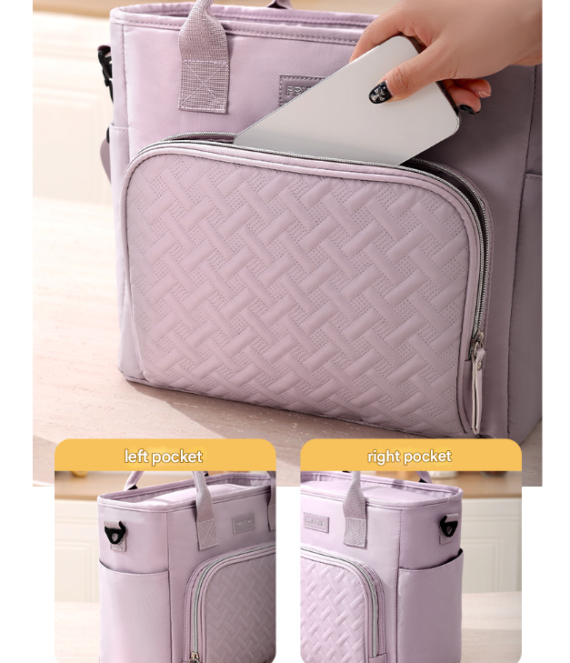 Purple Chic Insulated Lunch Tote Bag - 11L Large Capacity Cooler for Work, Picnic & Travel - Durable Oxford Fabric
