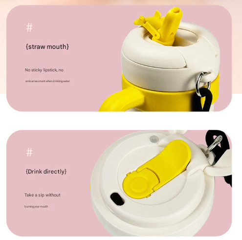Green and Khaki 700ml Insulated Stainless Steel Tumbler with Handle, Dual-Sip Lid, Straw & Tea Infuser