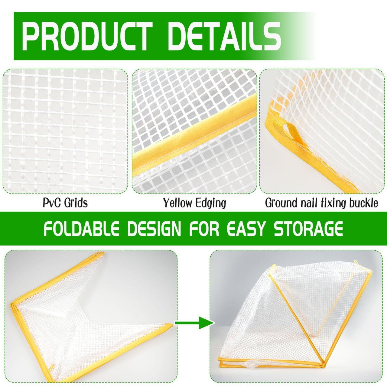 3 piece White Foldable Raised Garden Bed Cover - Vegetable Plant Protector(80 x 34 x 35 cm)