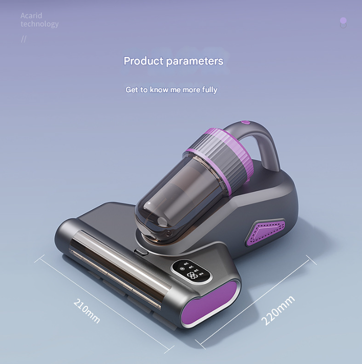 Purple Advanced Cordless UV-C Dust Mite Vacuum - Handheld Cleaner with Hot Air, Pulsating Pads & LED Display