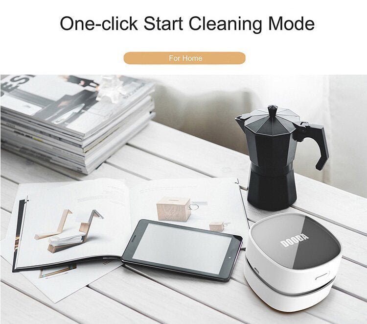 Orange Rechargeable Cordless Mini Desktop Vacuum - Portable Handheld Cleaner for Desk, Keyboard, Crumb & Dust