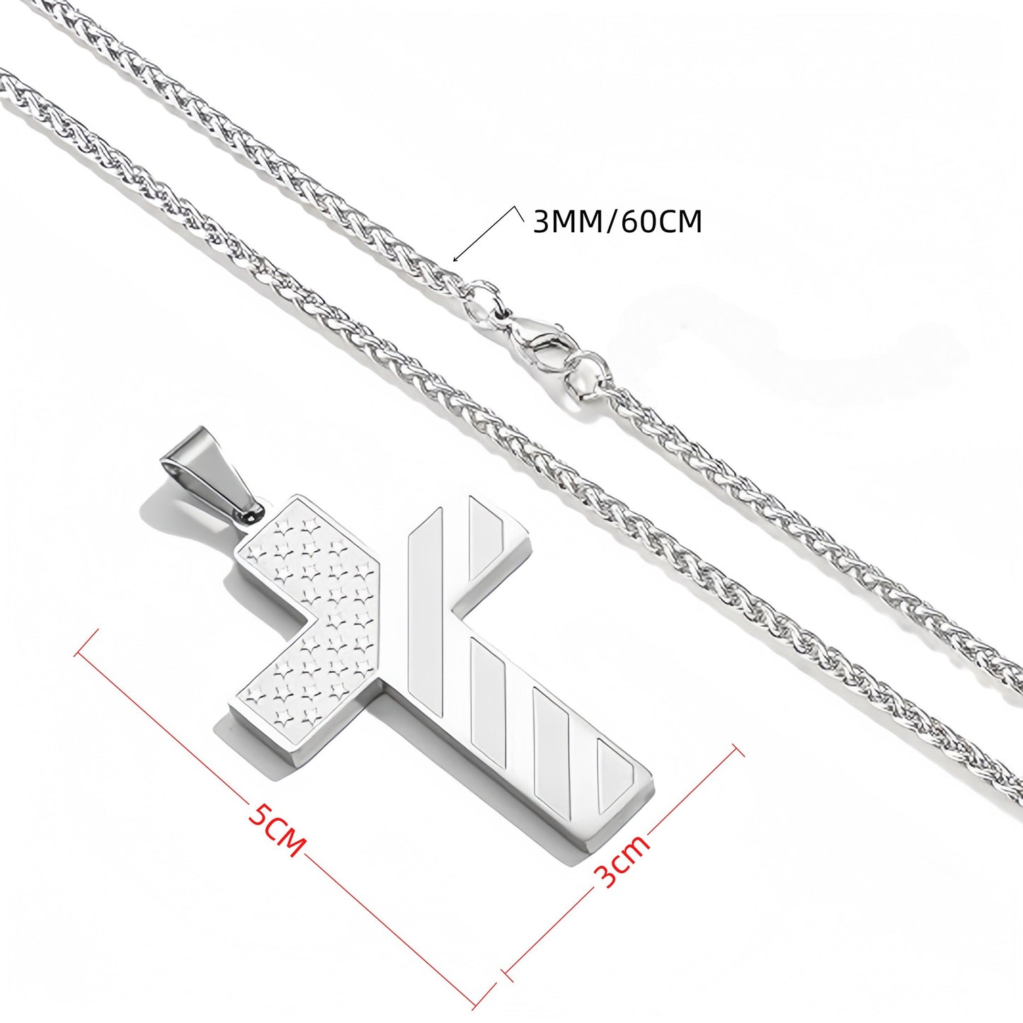 Gold Men's Textured Cross Necklace - Stainless Steel Pendant with Inspirational Message