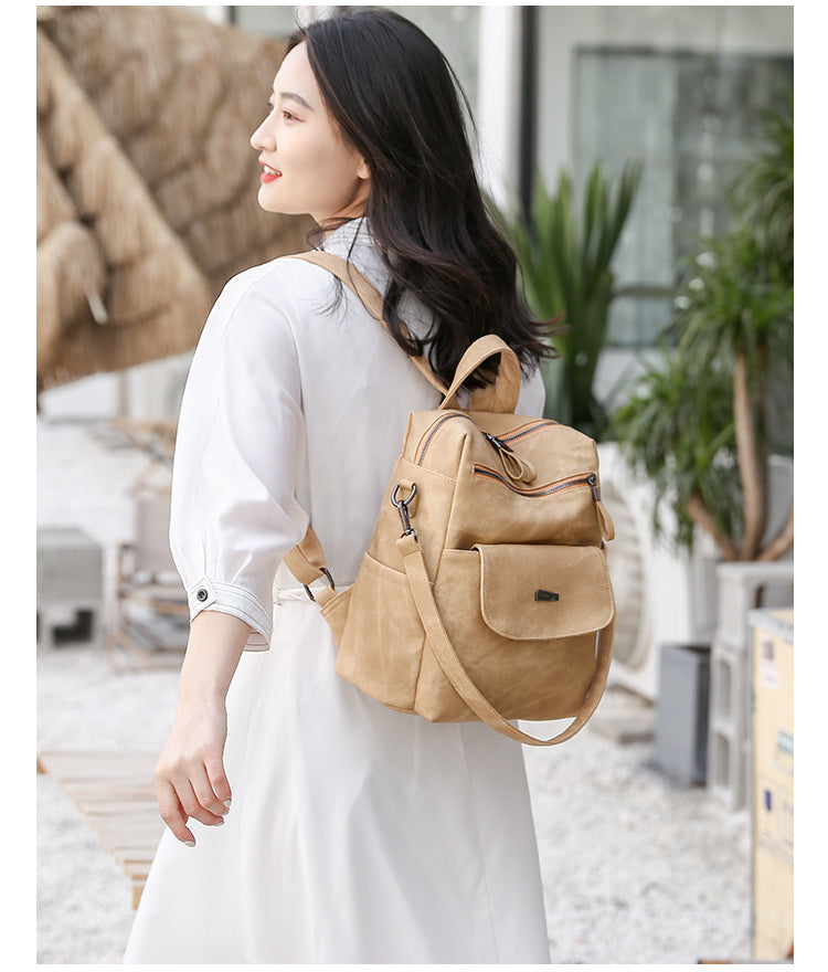 Stylish Women's PU Leather Backpack - Versatile Shoulder Bag with Multiple Pockets(black)