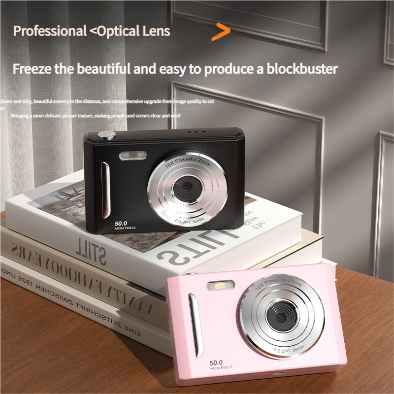 50MP HD Digital Camera with 8X Zoom & Dual Lens System(white)