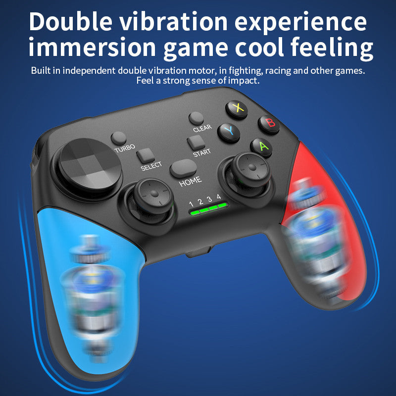Multi-Platform Wireless Gaming Controller with Dual Motor Vibration, Turbo & Phone Holder(Black, Red and Blue)