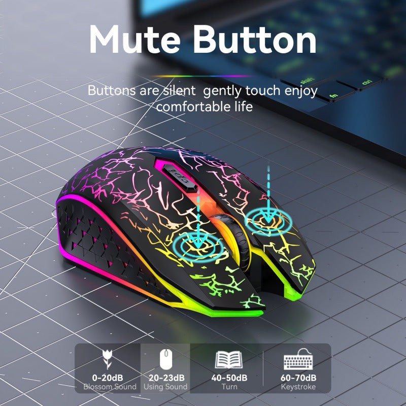 Ergonomic Dual-Mode Wireless Gaming Mouse - Mute Buttons, Adjustable DPI, Rechargeable, Multi-Assist Keys(black)