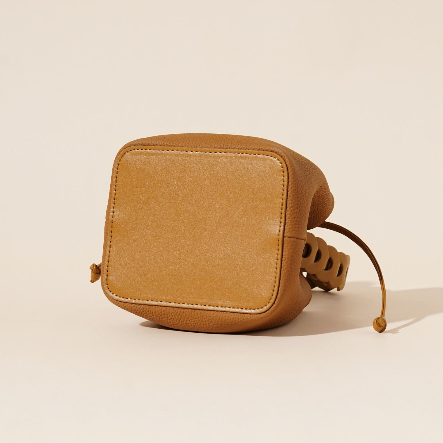 Genuine Leather Mini Bucket Bag with Braided Handle - Chic Drawstring Crossbody Purse(white)