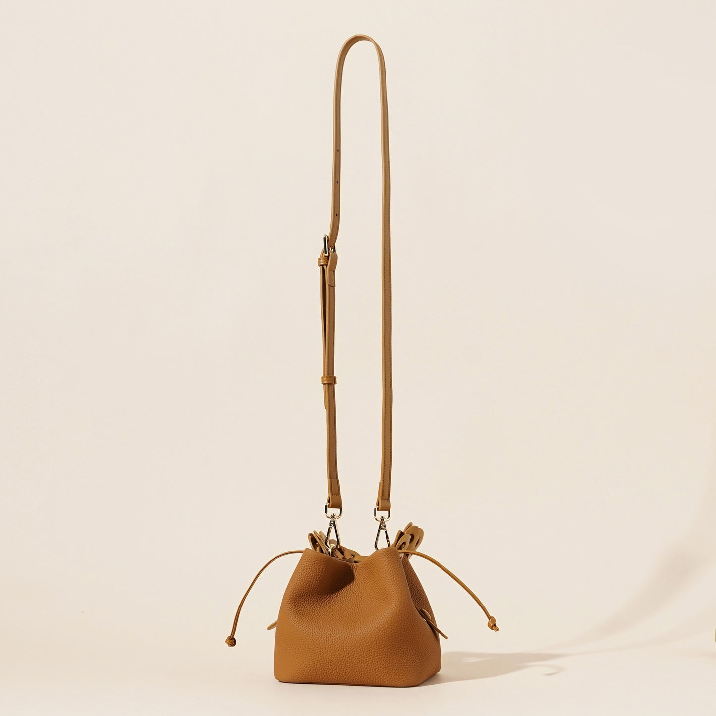 Genuine Leather Mini Bucket Bag with Braided Handle - Chic Drawstring Crossbody Purse(Black)