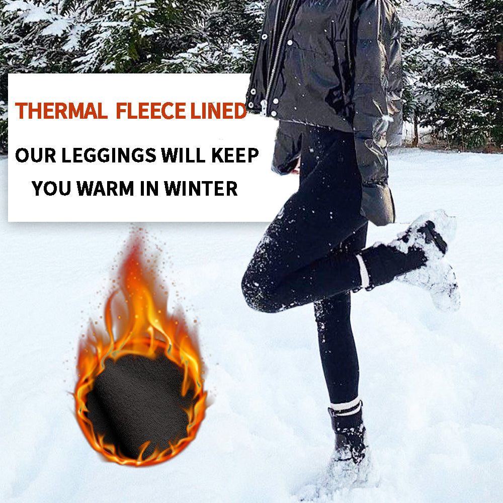 Size S Grey Women's Mid Waist Plush Leggings with Pockets - Autumn and Winter Leggings with Pockets