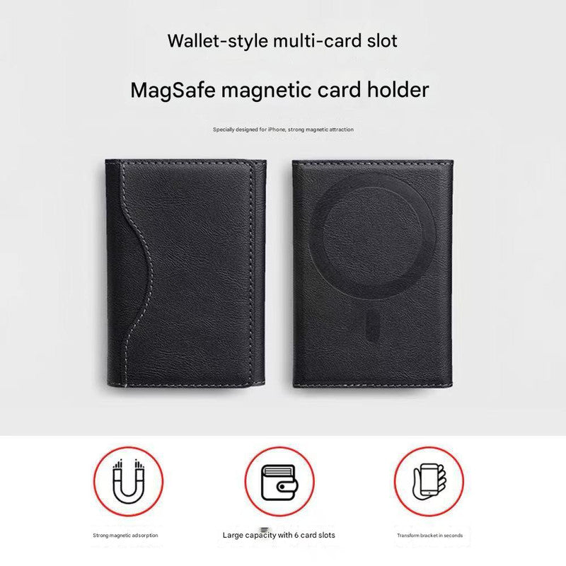 Dark Green 3-in-1 Magnetic Wallet for MagSafe - Slim PU Leather Card Holder with Kickstand