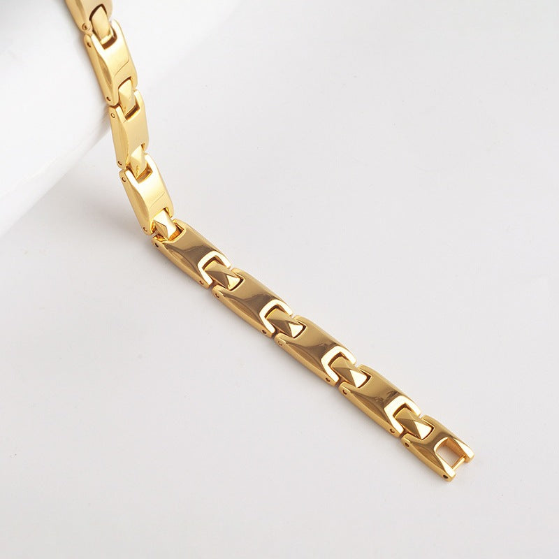 Gold Women's Titanium Steel Magnetic Bracelet with Negative Ions and Germanium Elements