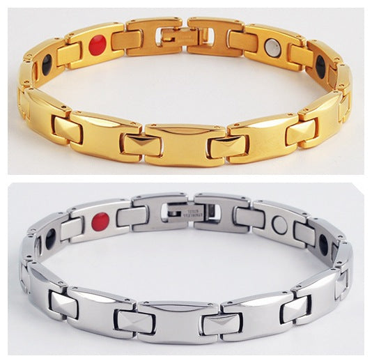 Gold Women's Titanium Steel Magnetic Bracelet with Negative Ions and Germanium Elements