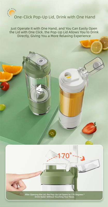 Black Portable Automatic Rechargeable Blender Wireless Juicer Mini Ice Crusher for Smoothies & Shakes