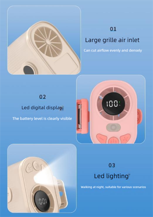 White High-Speed Mini Clip Fan with 360° Rotation – Portable, Rechargeable & Multi-Functional Cooling Solution