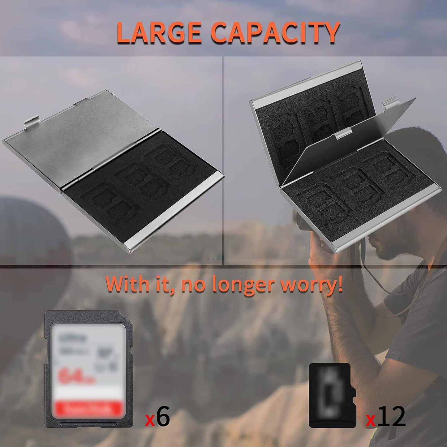 Black High-Quality Aluminum SD & TF Card Case – Premium Storage Solution for Memory Cards(Memory card not included)