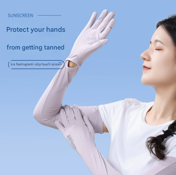 Pink Cooling UV Protection Arm Sleeves Long Sun Block Gloves Breathable Stretchy Hand Cover for Cycling Driving and Outdoor Sports Australia