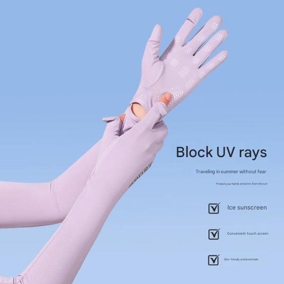 Pink Cooling UV Protection Arm Sleeves Long Sun Block Gloves Breathable Stretchy Hand Cover for Cycling Driving and Outdoor Sports Australia